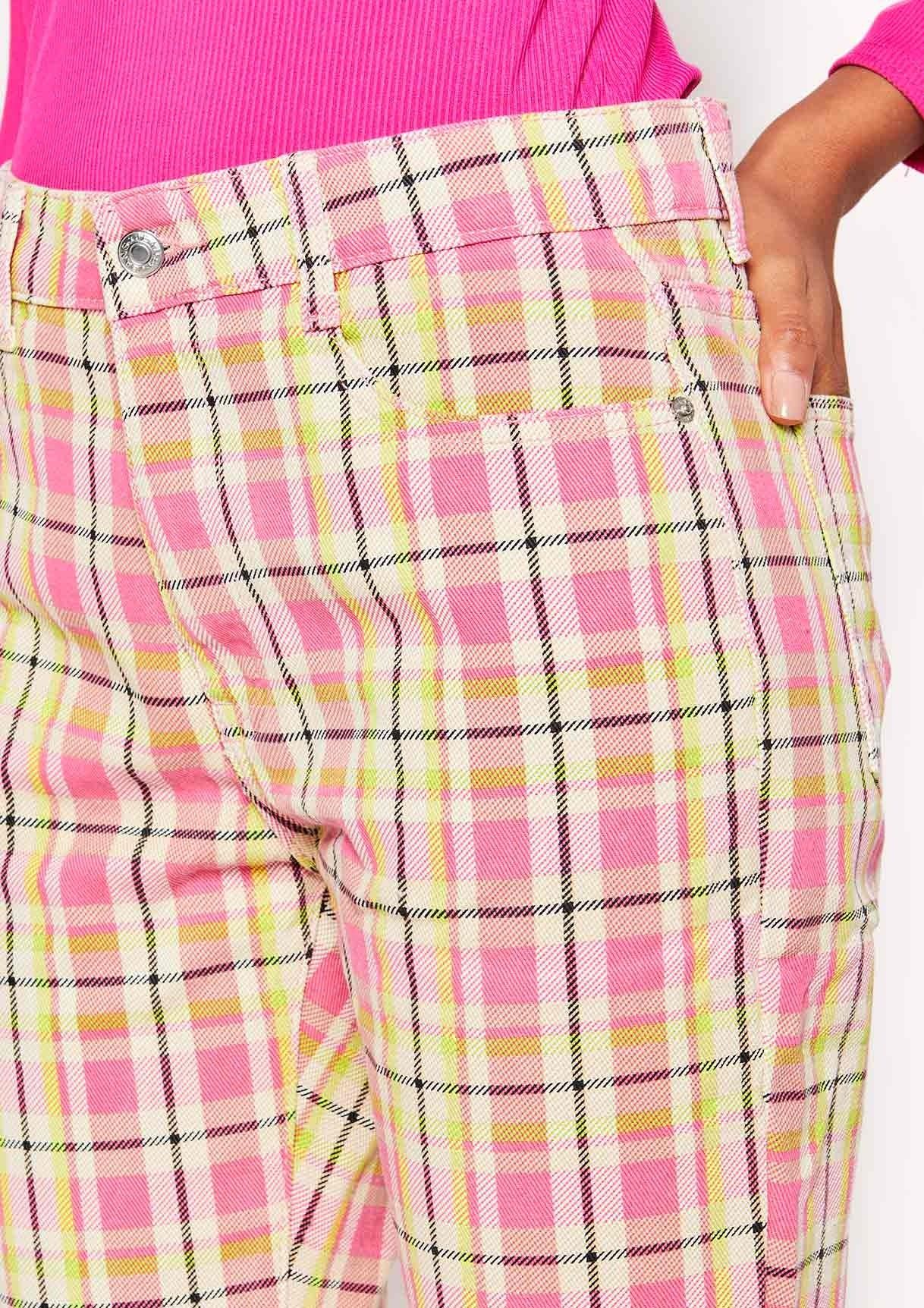 Pink Check Print Denim Jeans sold by Missy Empire product image thumbnail 4