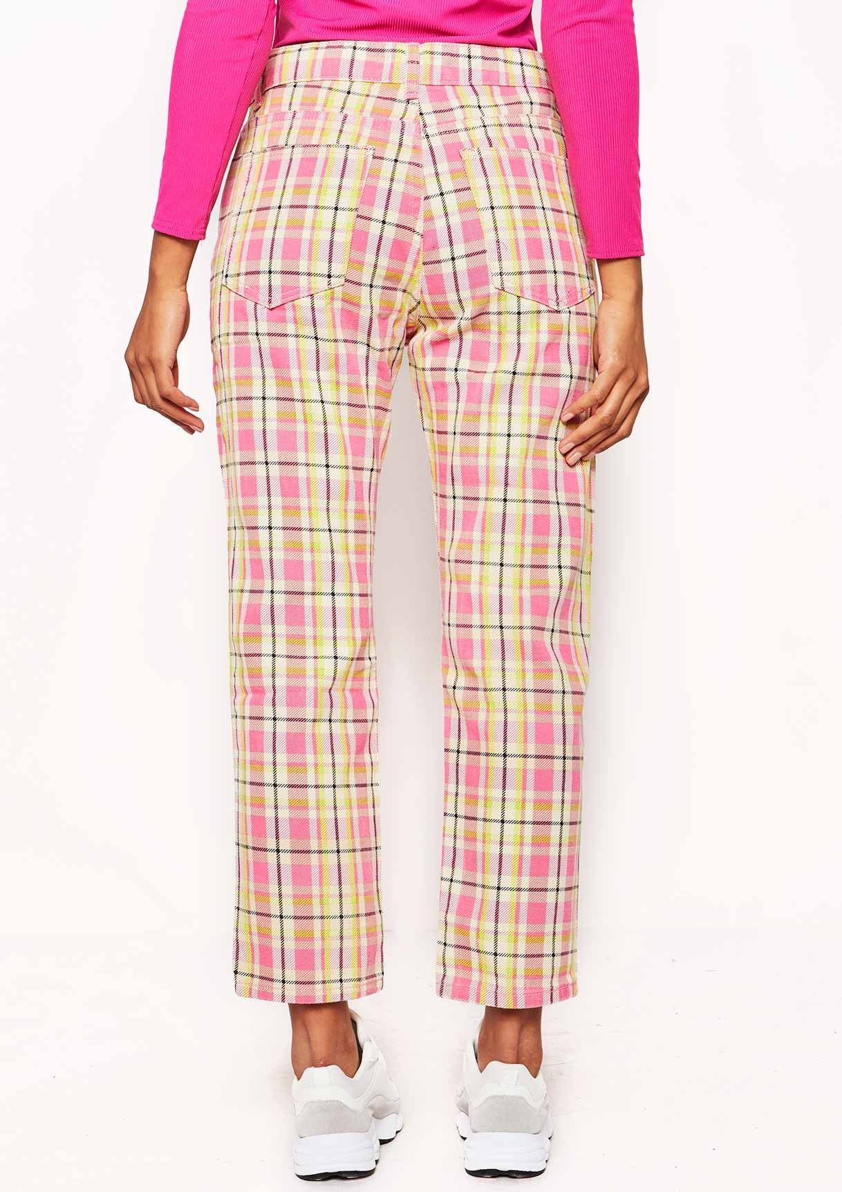 Pink Check Print Denim Jeans sold by Missy Empire product image thumbnail 2