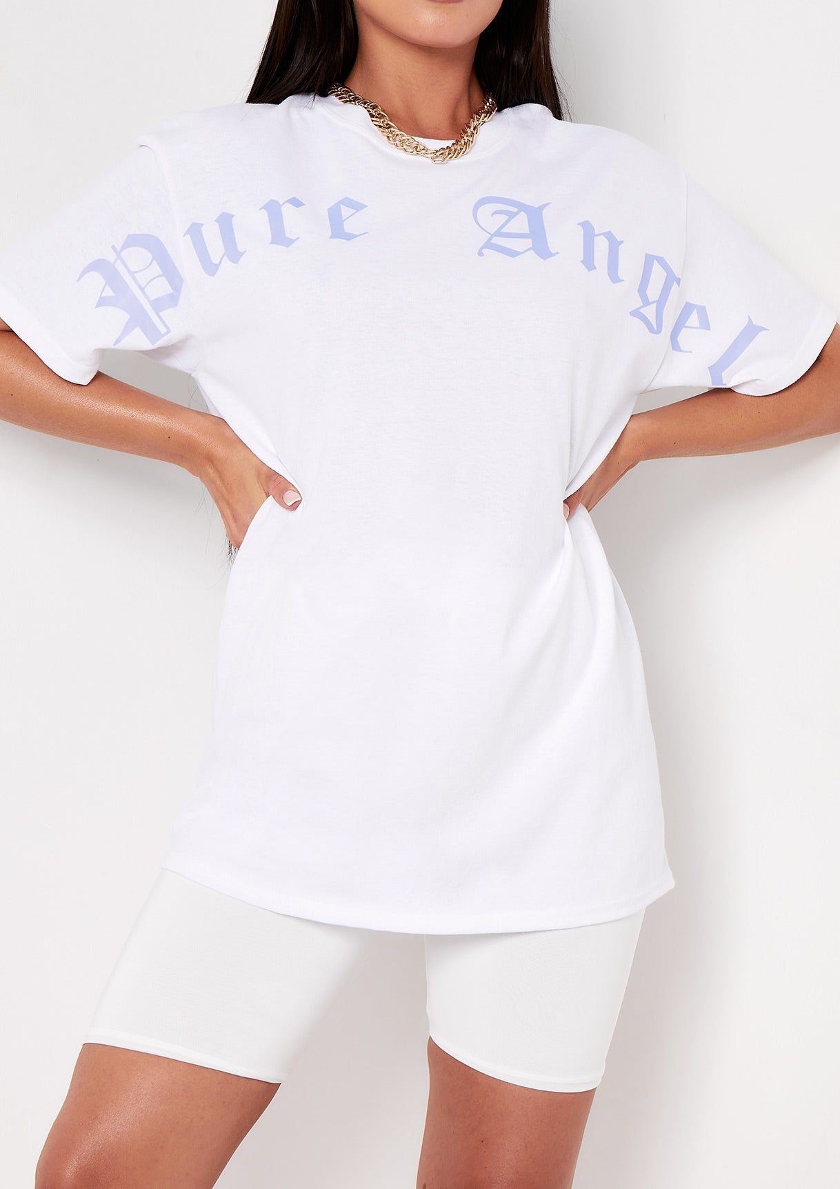Rina White Pure Angel Oversized T-shirt sold by Missy Empire product image thumbnail 4