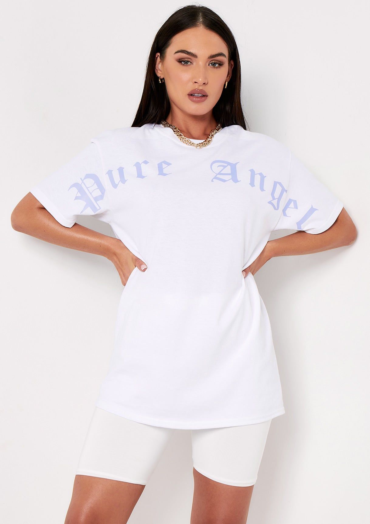 Rina White Pure Angel Oversized T-shirt sold by Missy Empire