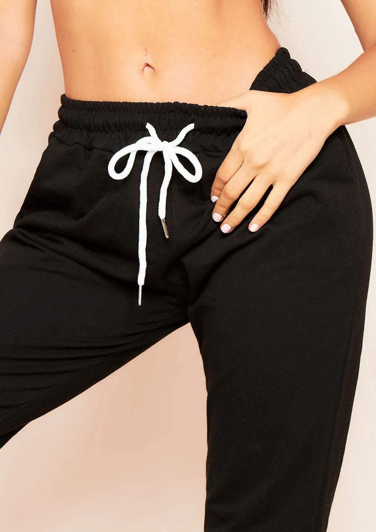 Marie Black Drawstring Casual Joggers sold by Missy Empire product image thumbnail 3