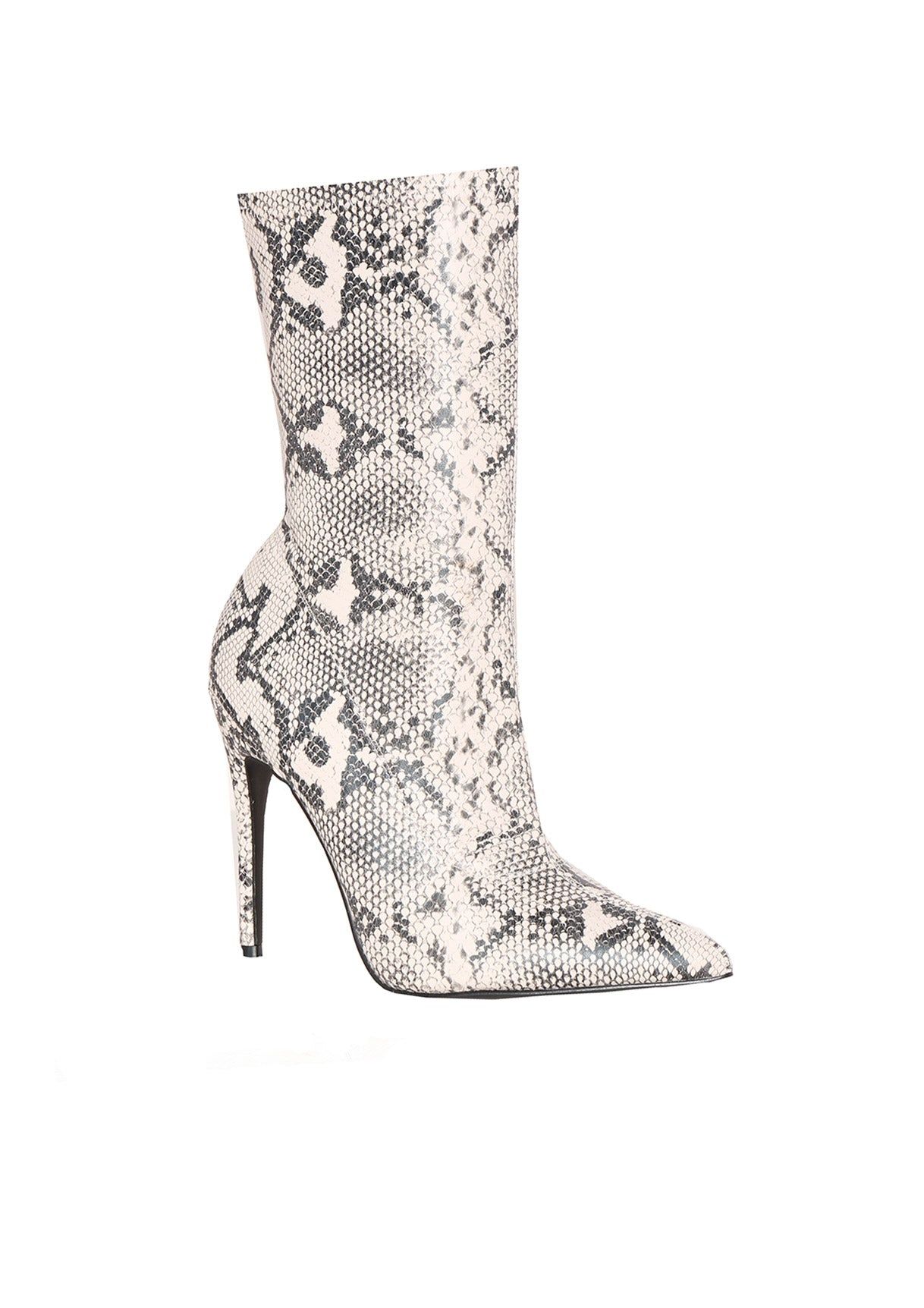 Jemma Snake Print Stiletto Sock Boots sold by Missy Empire product image thumbnail 3