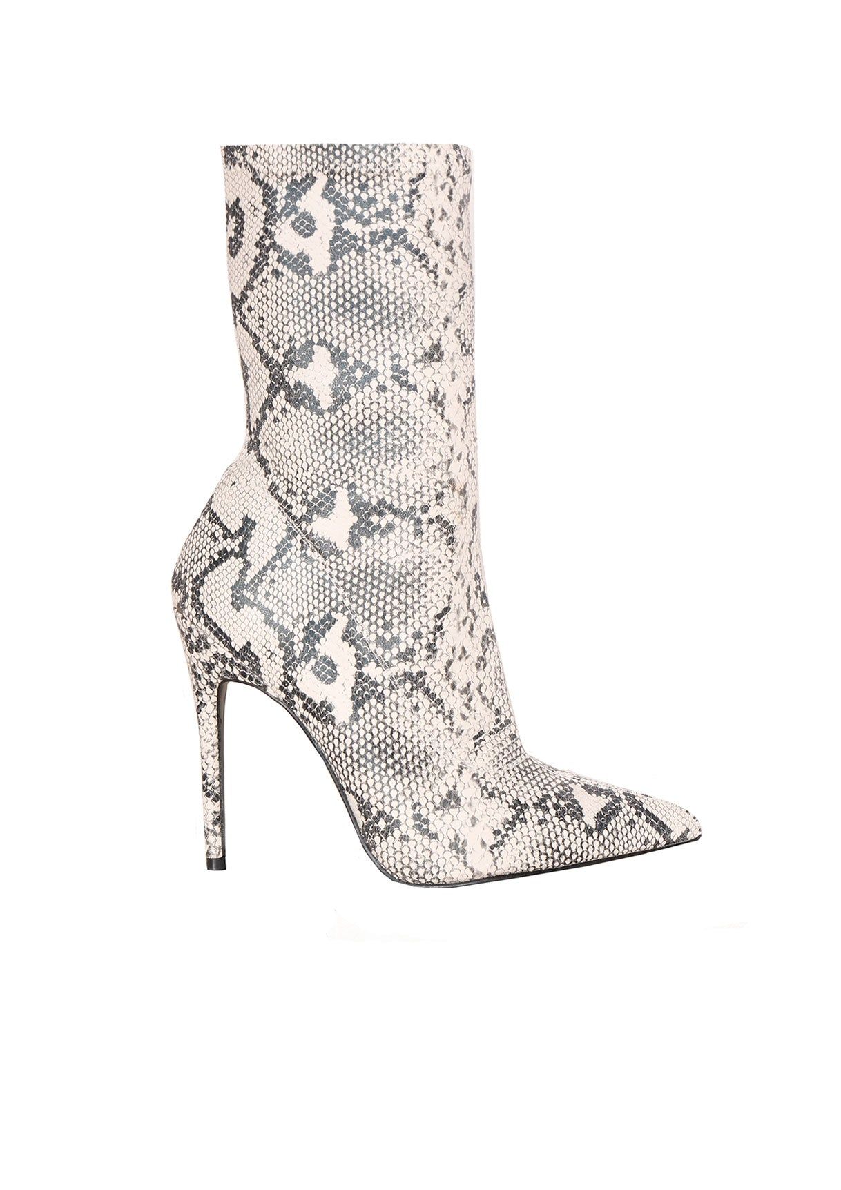 Jemma Snake Print Stiletto Sock Boots sold by Missy Empire product image thumbnail 4