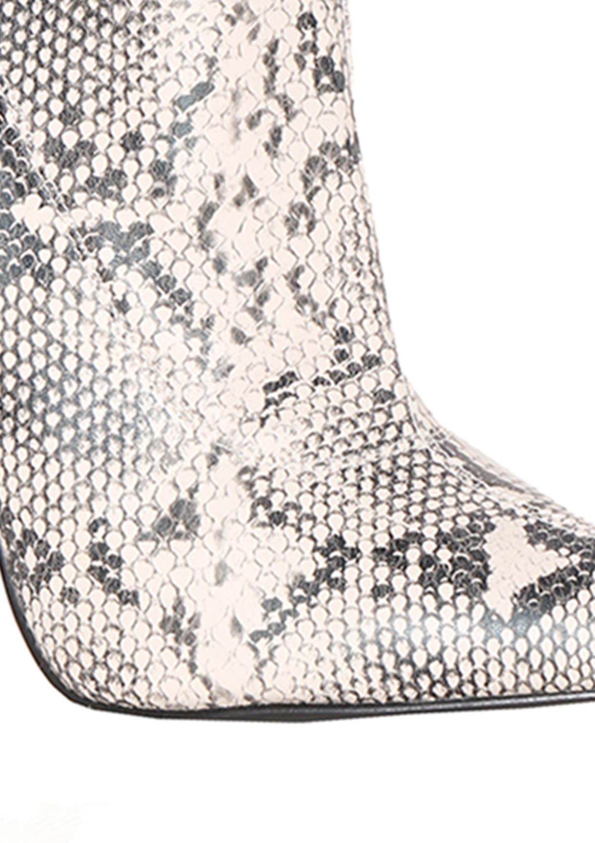 Jemma Snake Print Stiletto Sock Boots sold by Missy Empire product image thumbnail 5
