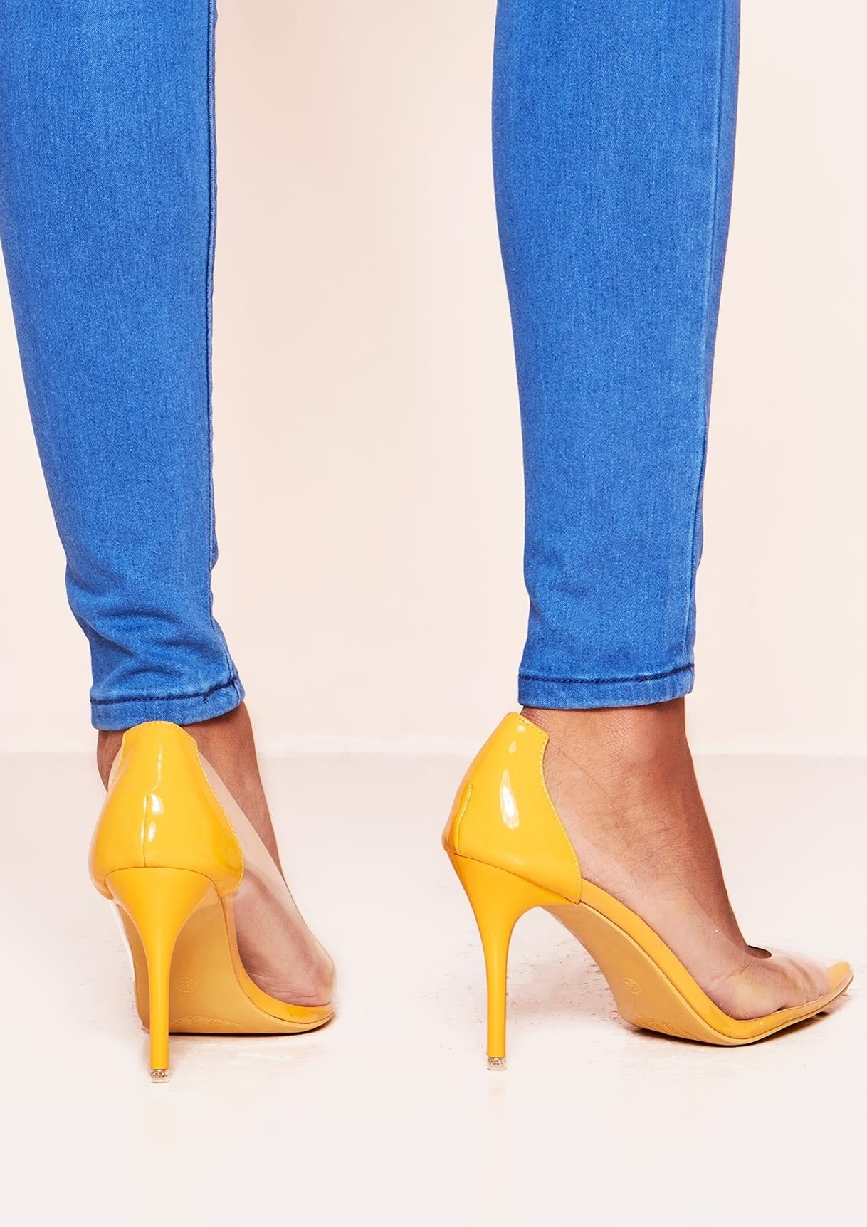 Pei Yellow Patent Perspex Heels sold by Missy Empire product image thumbnail 2