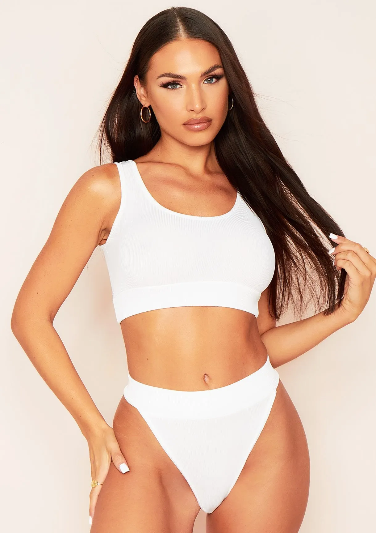 Laura Ivory Ribbed Cropped Vest Top sold by Missy Empire