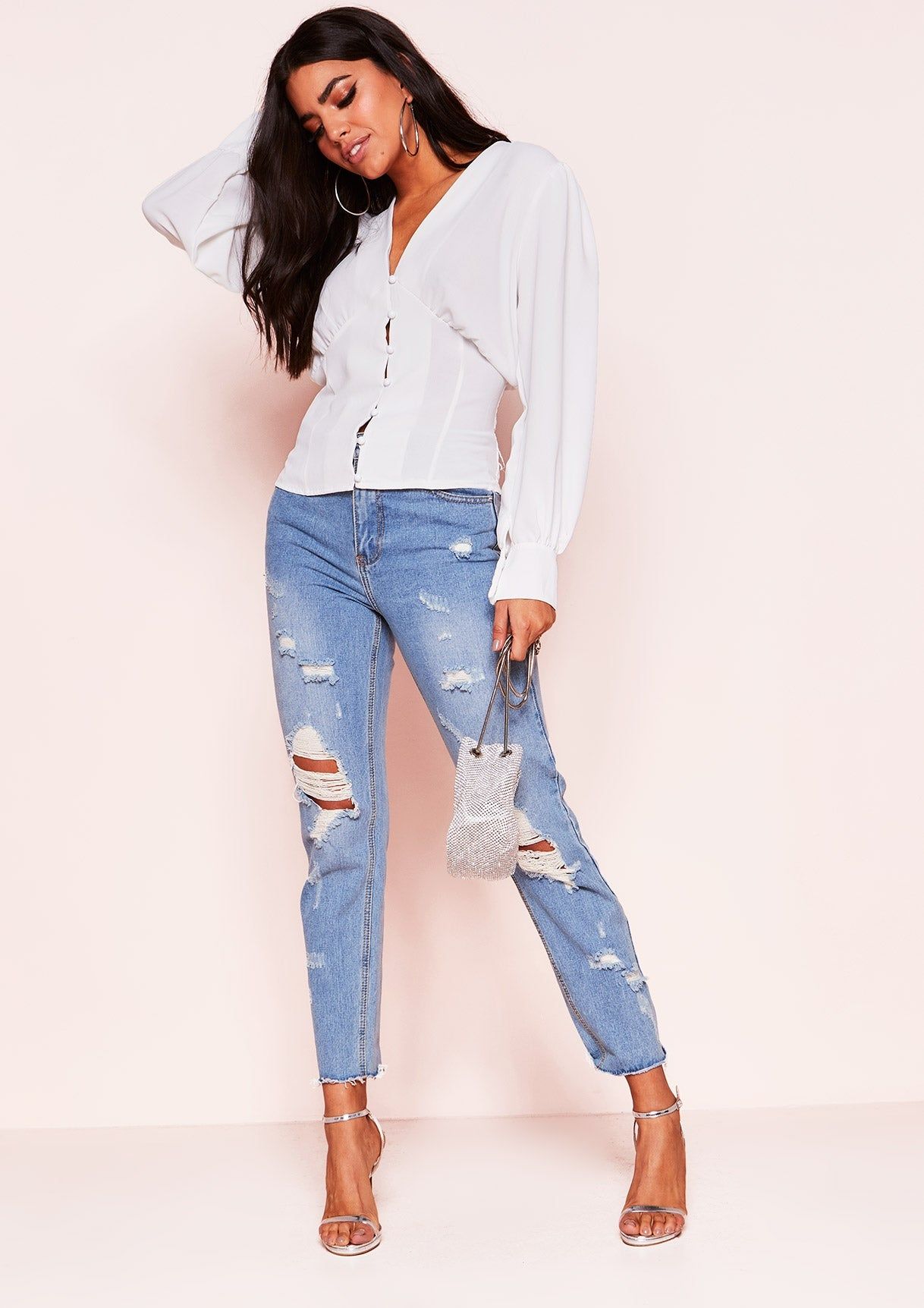 Maddie White Button Up Blouse sold by Missy Empire product image thumbnail 2