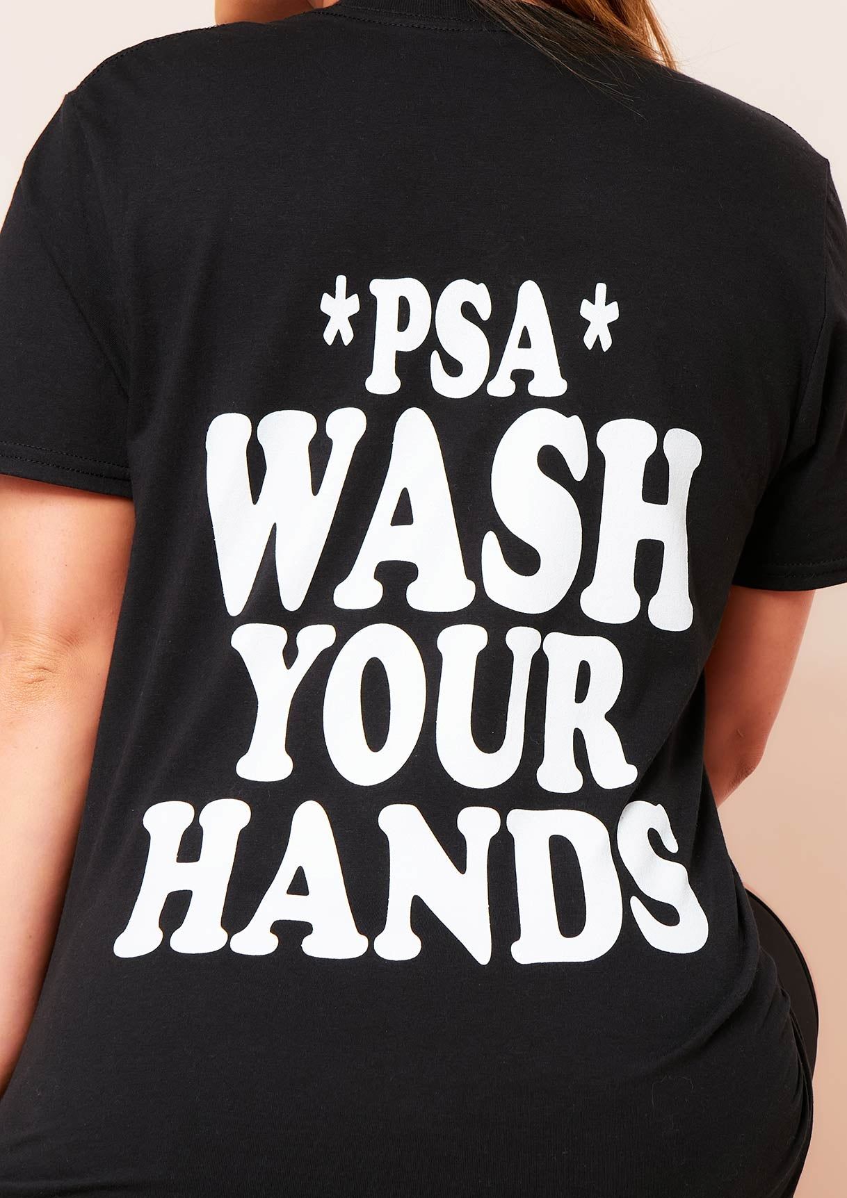 Shannah Black Wash Your Hands Slogan Oversized T-Shirt sold by Missy Empire product image thumbnail 3