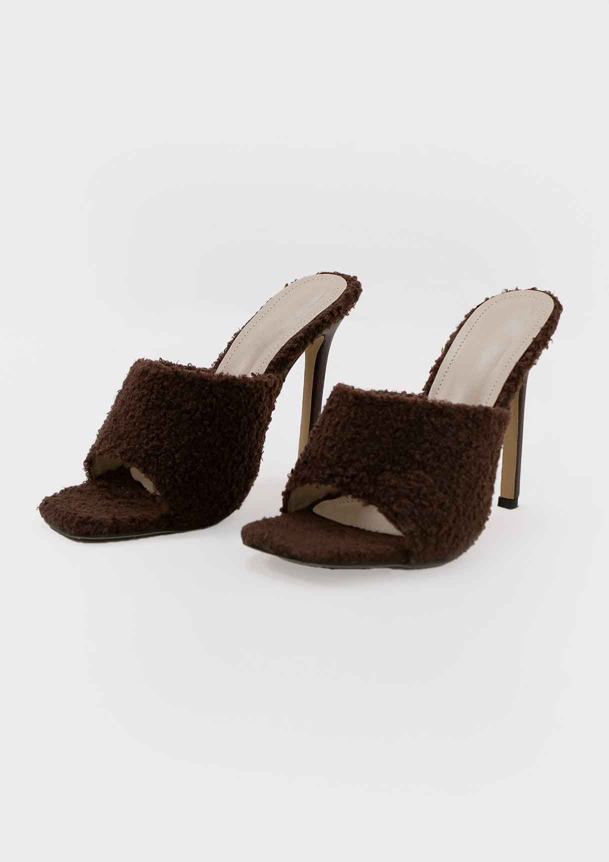 Chelsea Chocolate Borg High Heel Mules sold by Missy Empire product image thumbnail 2