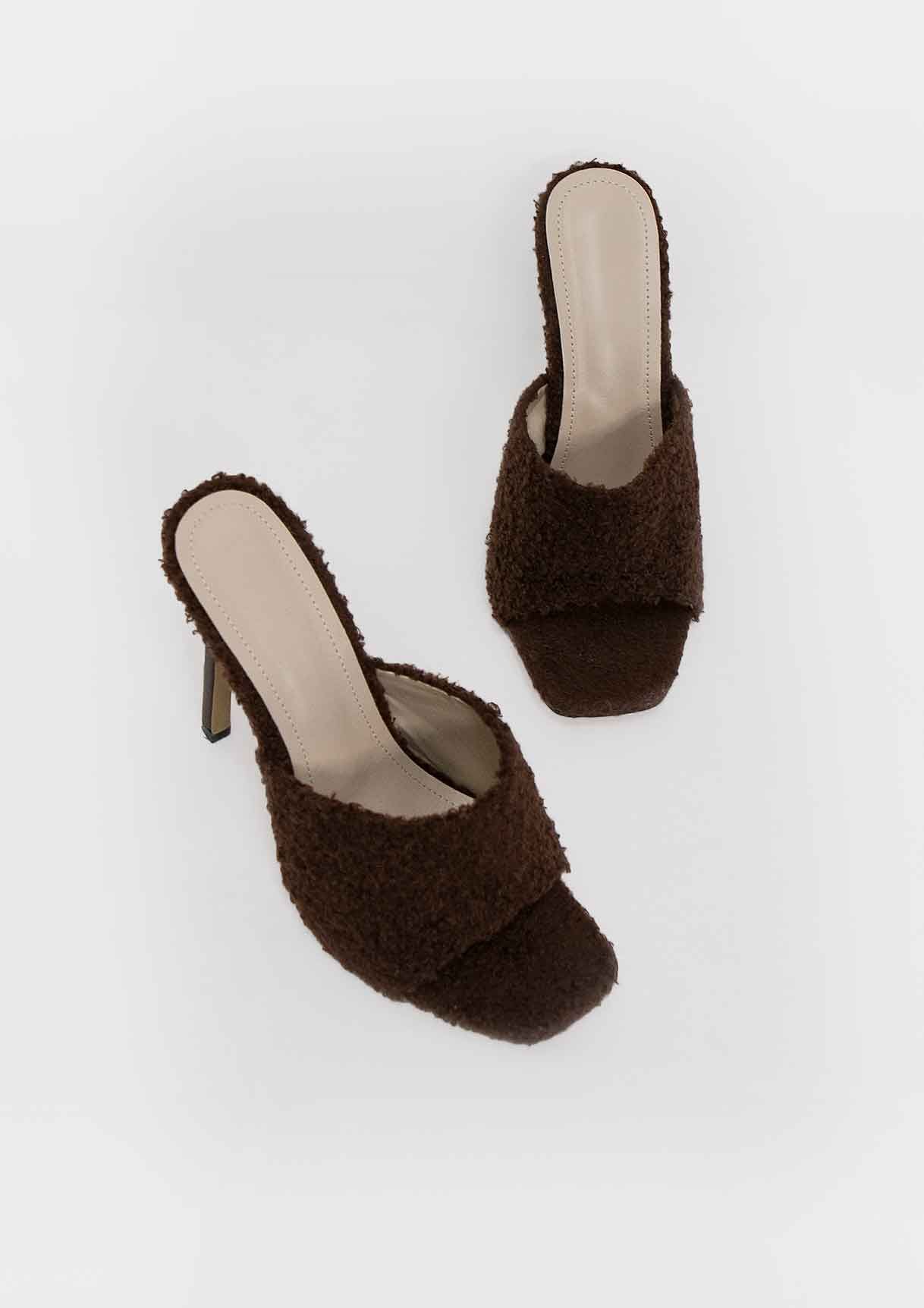 Chelsea Chocolate Borg High Heel Mules sold by Missy Empire product image thumbnail 3