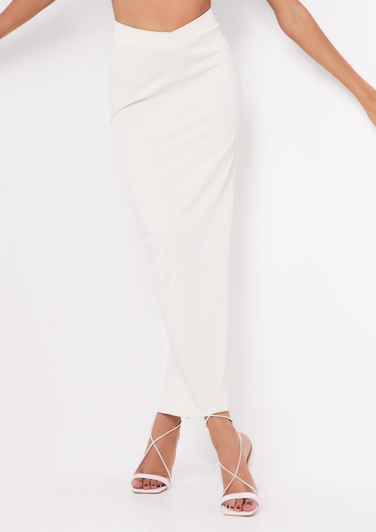 Dulcie Cream High Waisted Co-ord Maxi Skirt sold by Missy Empire product image thumbnail 4