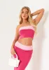 Asha Pink Contrast Fold Over Slinky Bandeau Top sold by Missy Empire