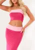 Asha Pink Contrast Fold Over Slinky Bandeau Top sold by Missy Empire