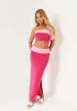 Asha Pink Contrast Fold Over Slinky Bandeau Top sold by Missy Empire