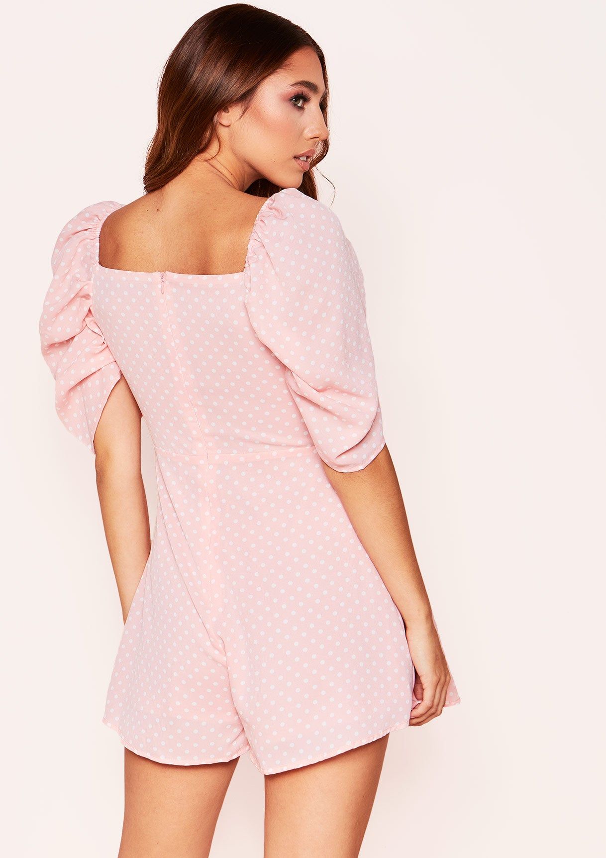 Ivy Pink Polkadot Wrap Playsuit sold by Missy Empire product image thumbnail 2