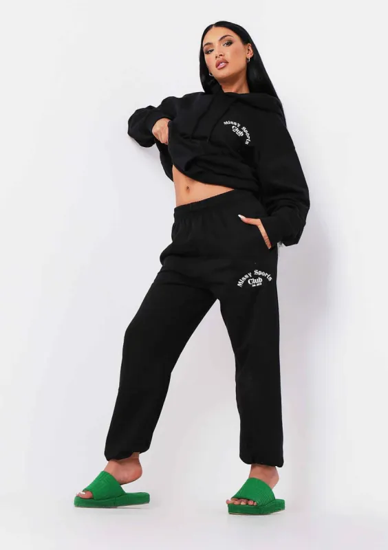 Tina Black Missy Sports Club Casual Joggers sold by Missy Empire