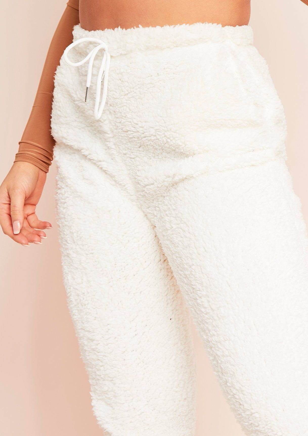 Patia Cream Teddy Borg Joggers sold by Missy Empire product image thumbnail 3