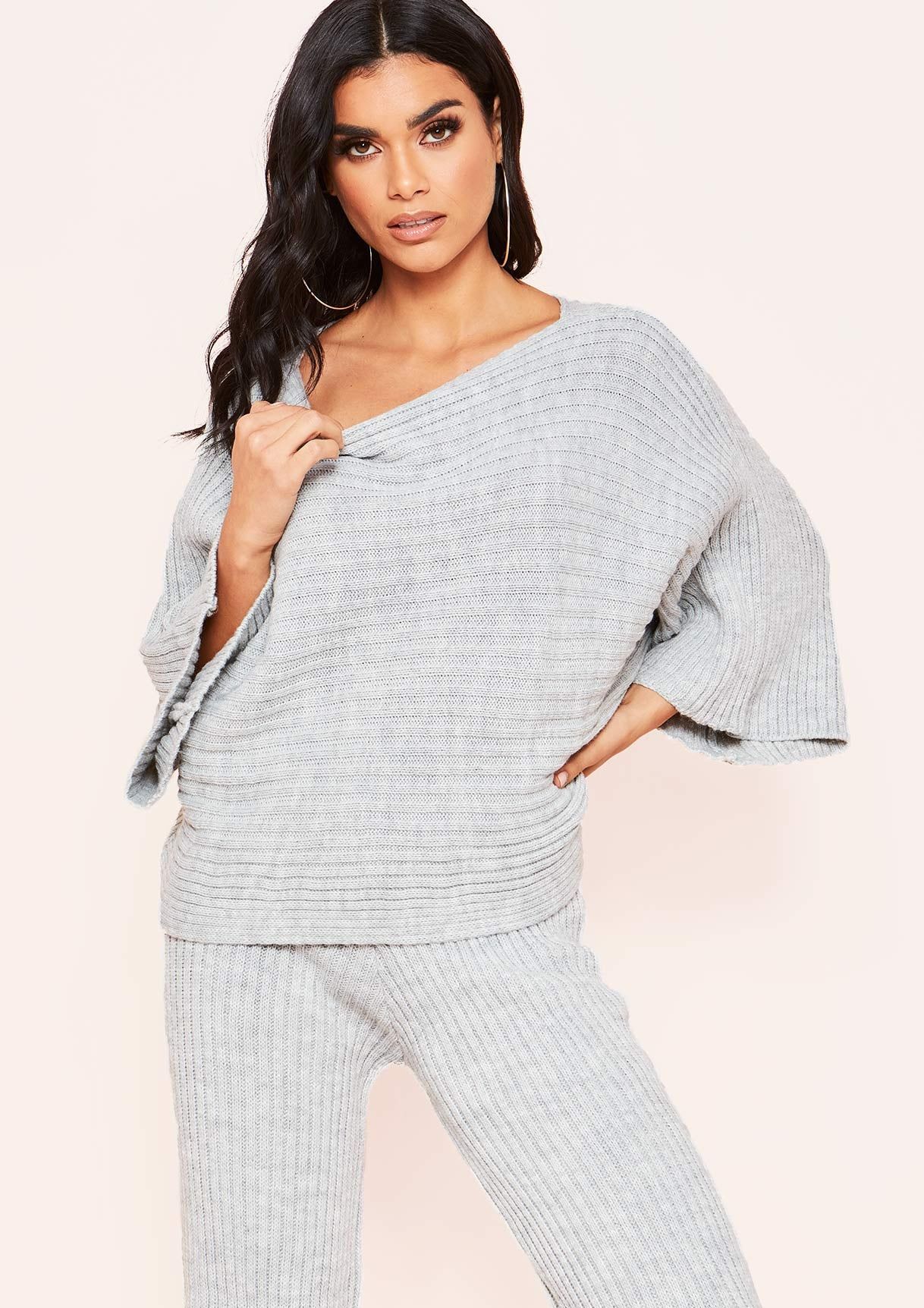 Everleigh Grey Ribbed Knit Co-Ord Set sold by Missy Empire product image thumbnail 4