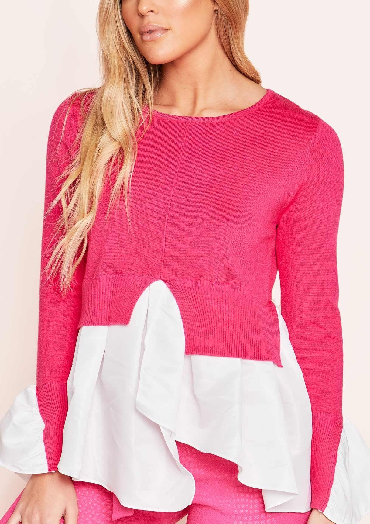Zuniara Hot Pink Layered Look Jumper Shirt sold by Missy Empire product image thumbnail 4
