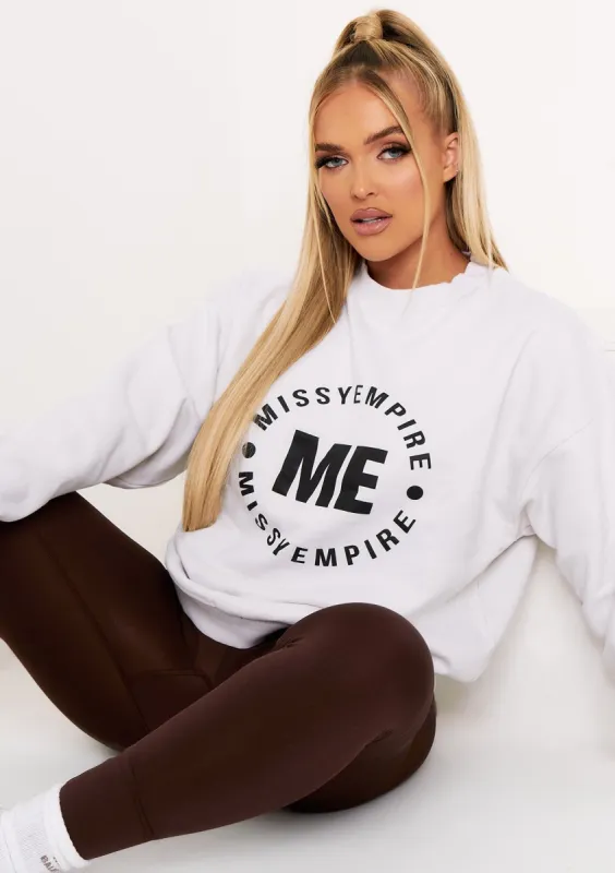 Lillian Pale Grey Missy Empire Logo Oversized Sweatshirt sold by Missy Empire