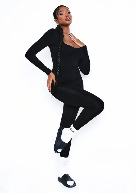 Soph Black Wide Neck Jumpsuit sold by Missy Empire