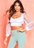 Zara White Satin Puff Sleeve Tie Crop Top sold by Missy Empire