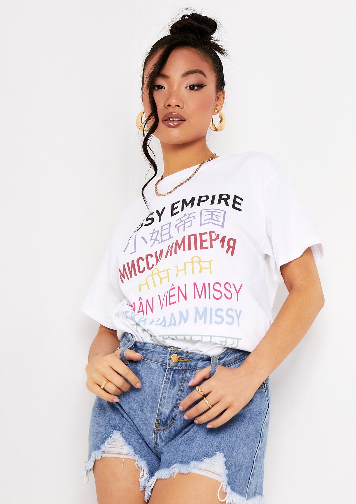 Shelly White Missy Empire Language Oversized T-Shirt sold by Missy Empire product image thumbnail 2
