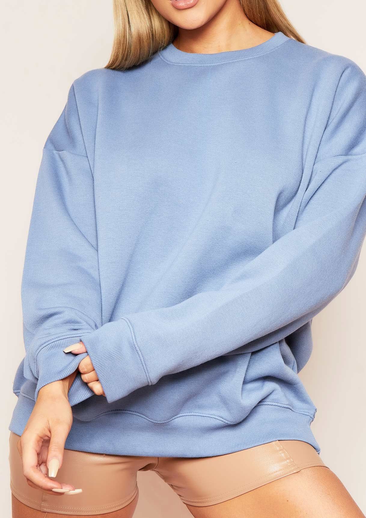 Mona Blue Oversized Sweatshirt sold by Missy Empire product image thumbnail 3