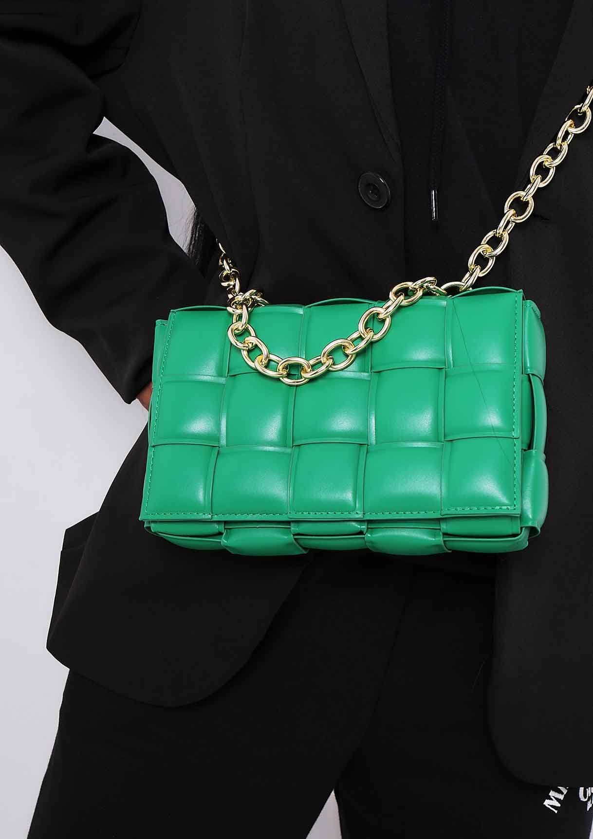 Pia Green Chain Woven Shoulder Bag sold by Missy Empire product image thumbnail 2
