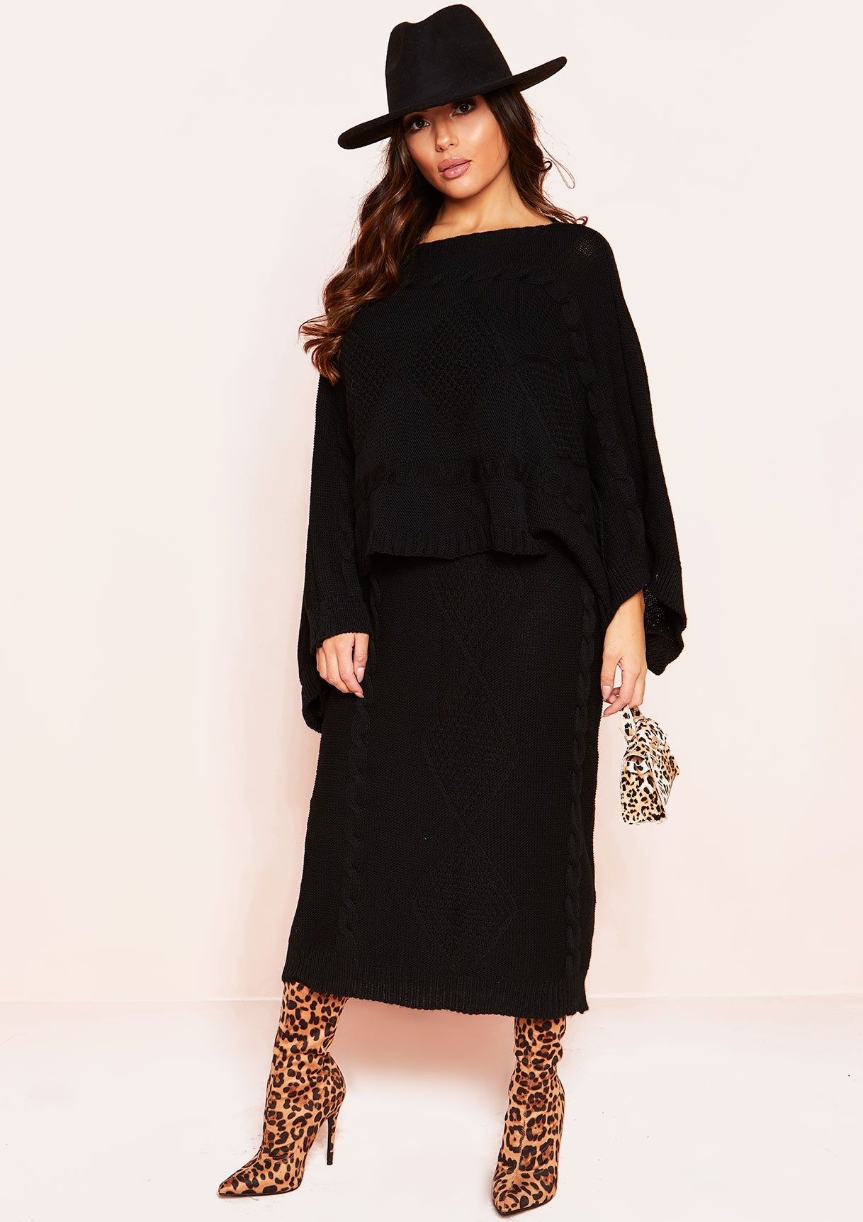 Abbey Black Cable Knit Wide Sleeve Co-ord Set sold by Missy Empire product image thumbnail 2