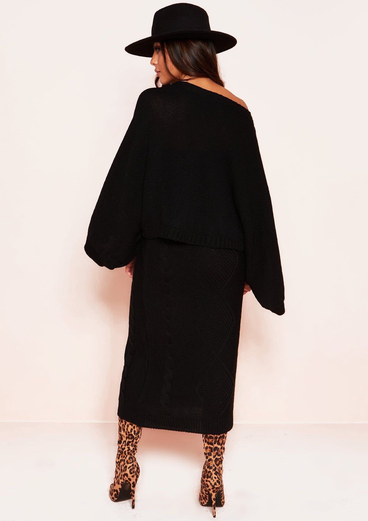 Abbey Black Cable Knit Wide Sleeve Co-ord Set sold by Missy Empire product image thumbnail 3