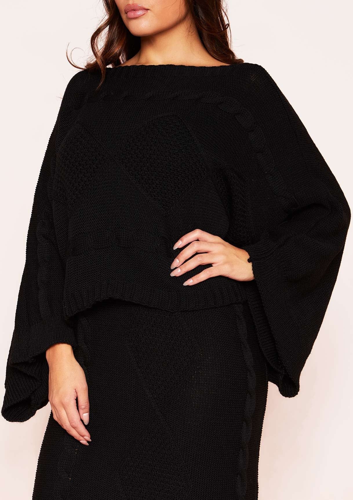 Abbey Black Cable Knit Wide Sleeve Co-ord Set sold by Missy Empire product image thumbnail 4