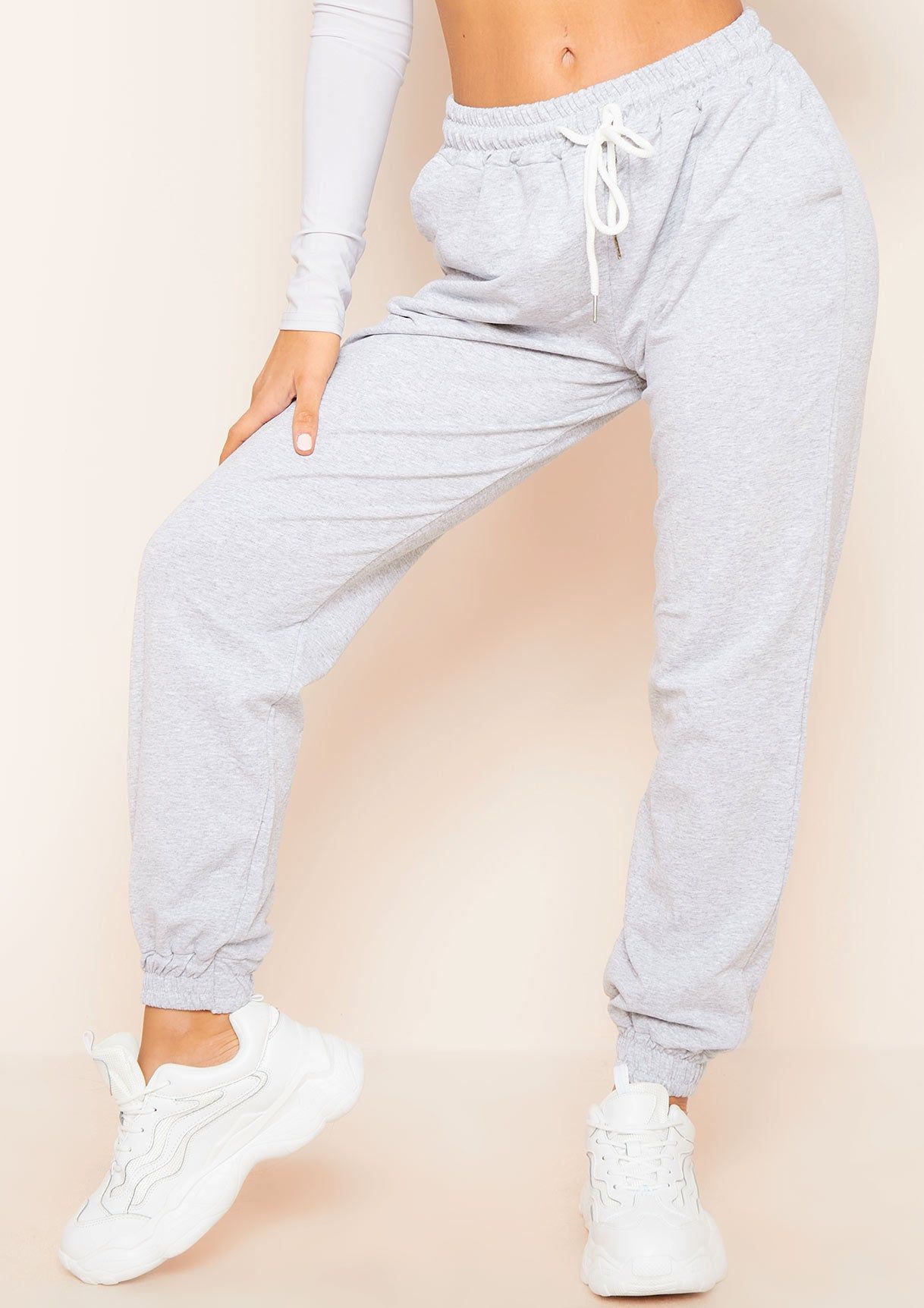 Marie Grey Drawstring Casual Joggers sold by Missy Empire