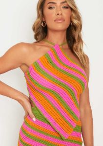 Emma Multi Tie Back Knitted Pointed Hem Crop Top sold by Missy Empire