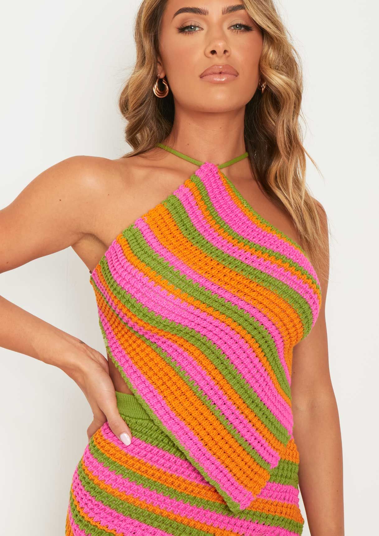 Emma Multi Tie Back Knitted Pointed Hem Crop Top sold by Missy Empire product image thumbnail 2