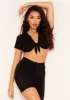 Tamara Black Thick Jersey Tie Front Crop Top sold by Missy Empire