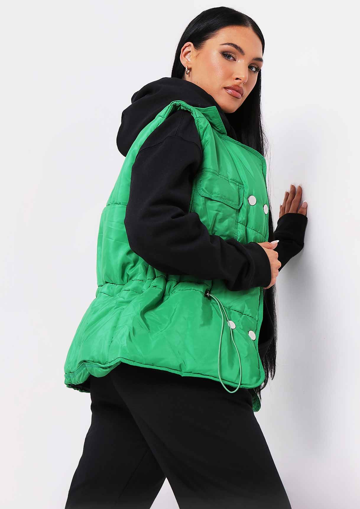 Nelly Green Padded Toggle Detail Gilet sold by Missy Empire product image thumbnail 4