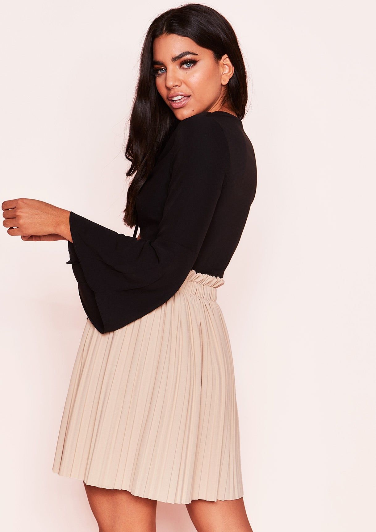 Abigail Black Tie Flare Sleeve Crop Top sold by Missy Empire product image thumbnail 2