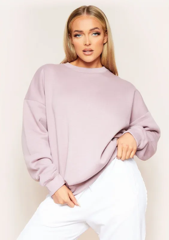 Nia Mauve Acid Wash Oversized Sweatshirt sold by Missy Empire