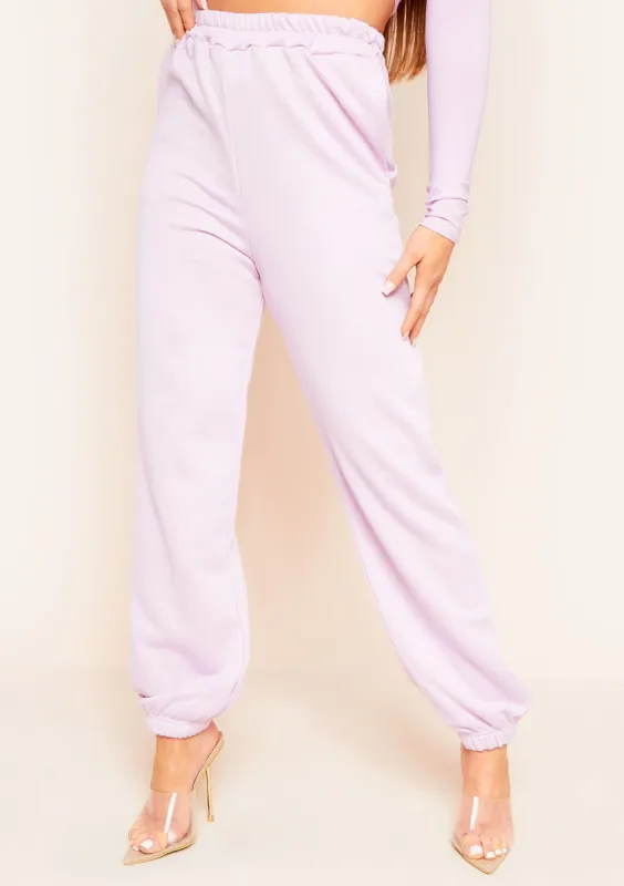Hilma Lilac Casual Loopback Joggers made by Missy Empire