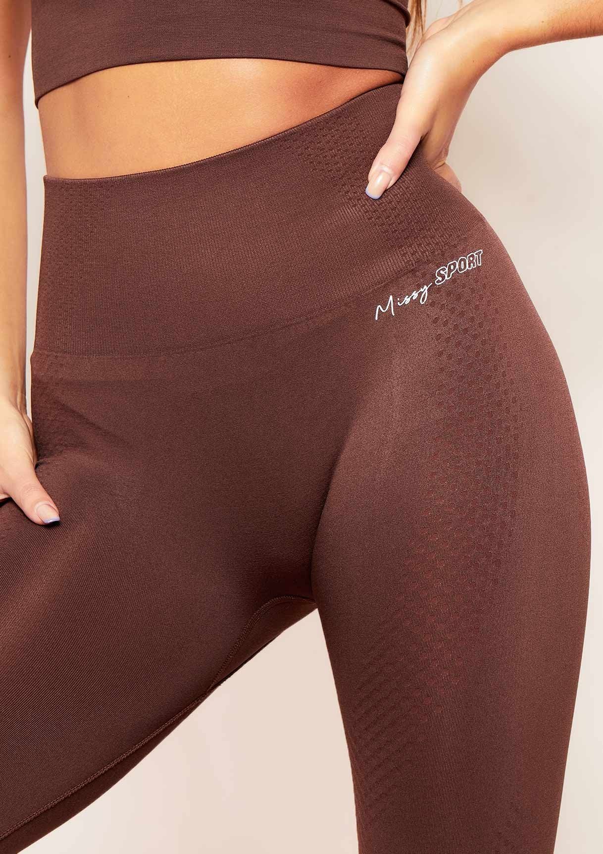 Anni Chocolate Missy Sport Seamless High Waisted Gym Leggings sold by Missy Empire product image thumbnail 3