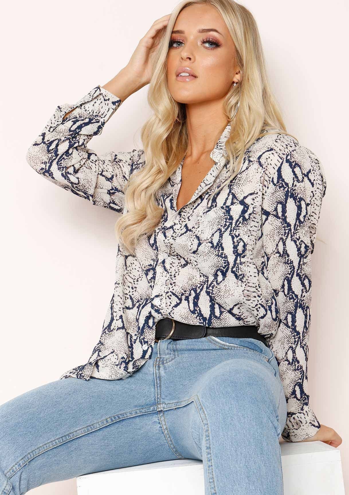 Robyn Snake Print Shirt sold by Missy Empire