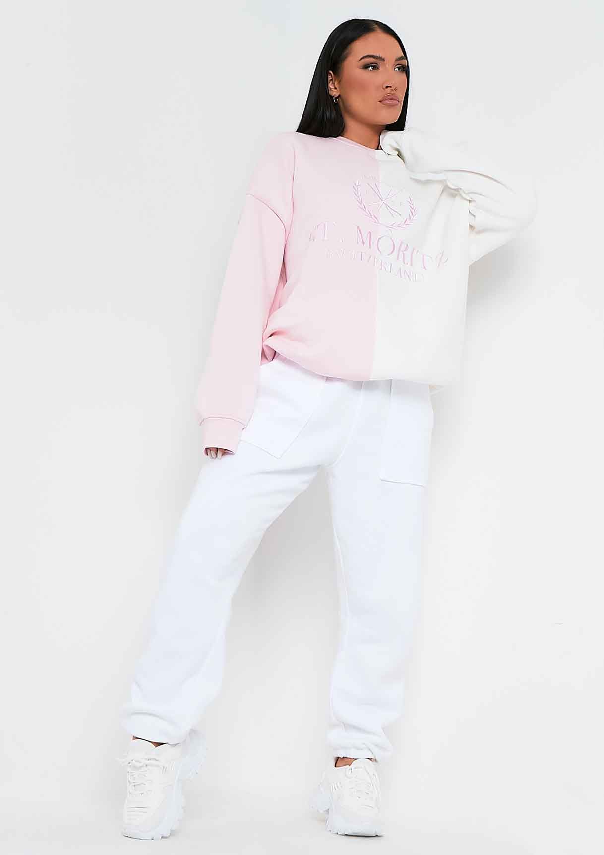 Zee Pink Spliced St Moritz Slogan Oversized Sweatshirt sold by Missy Empire product image thumbnail 2
