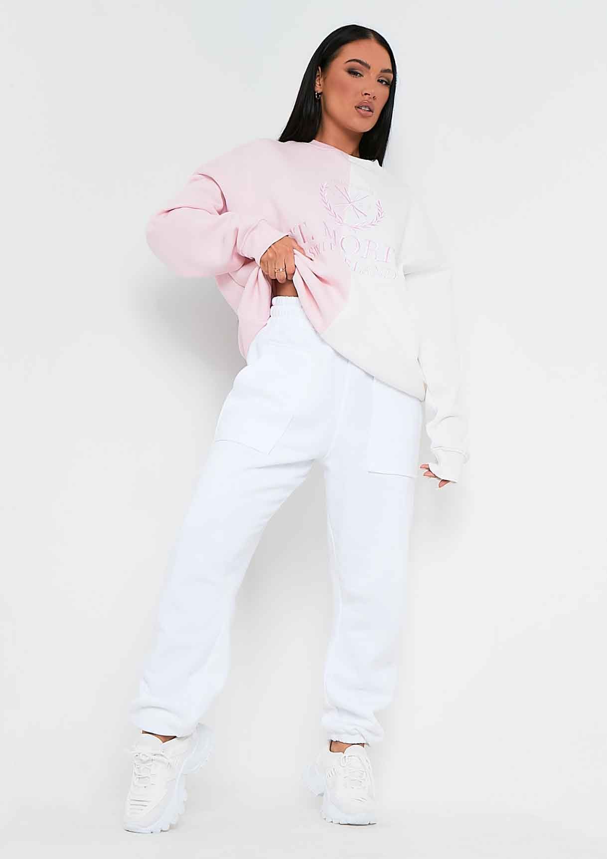 Zee Pink Spliced St Moritz Slogan Oversized Sweatshirt sold by Missy Empire product image thumbnail 5
