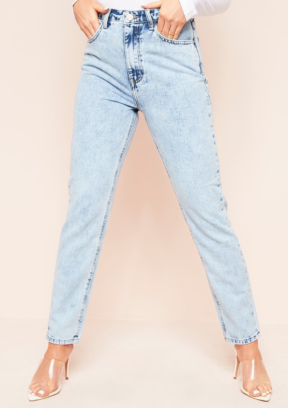 Kaydi Denim Light Wash Mom Jeans sold by Missy Empire product image thumbnail 4