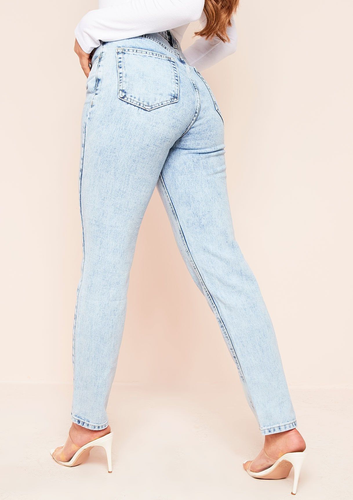 Kaydi Denim Light Wash Mom Jeans sold by Missy Empire product image thumbnail 2