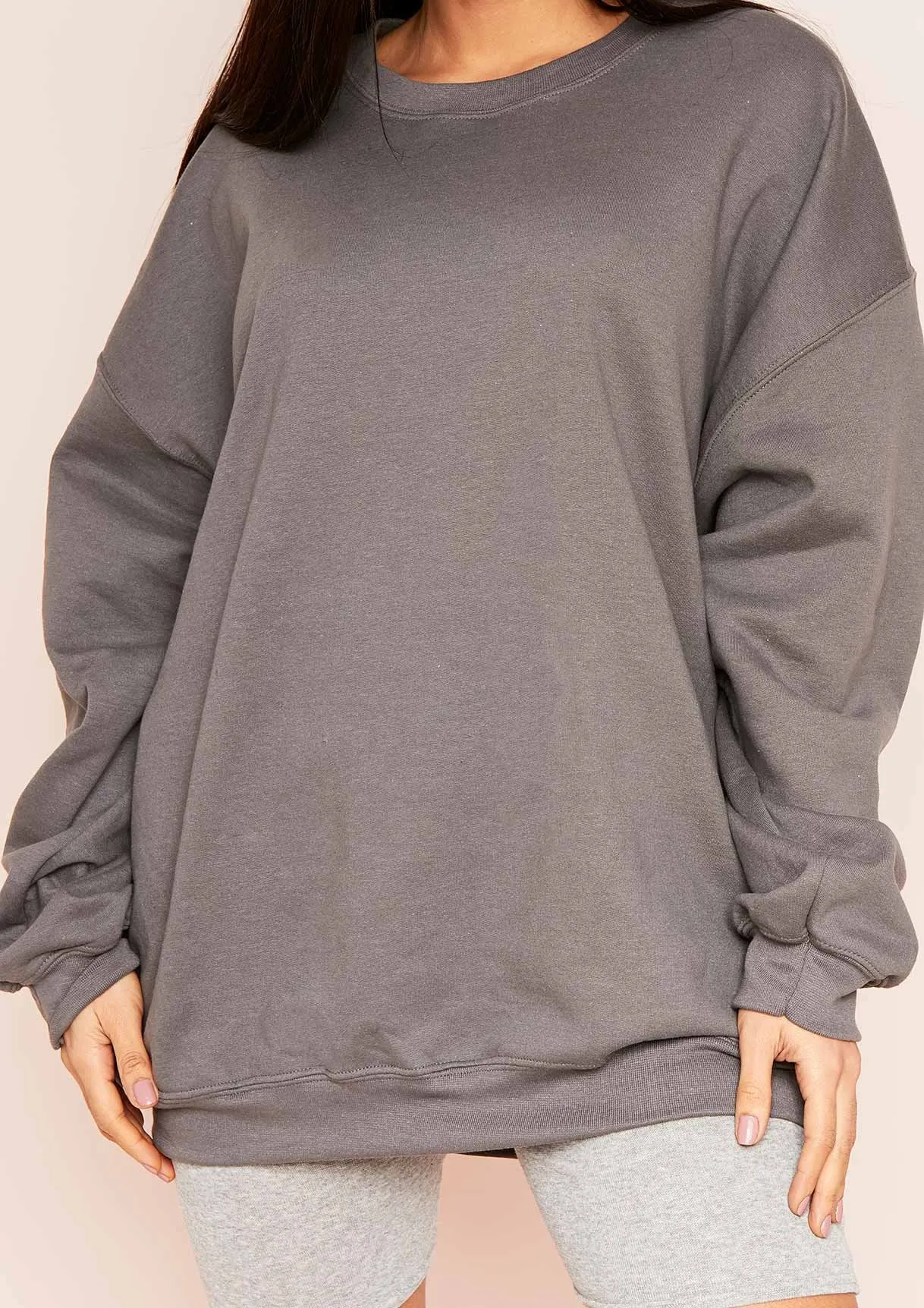 Lena Charcoal Oversized Sweatshirt sold by Missy Empire product image thumbnail 2