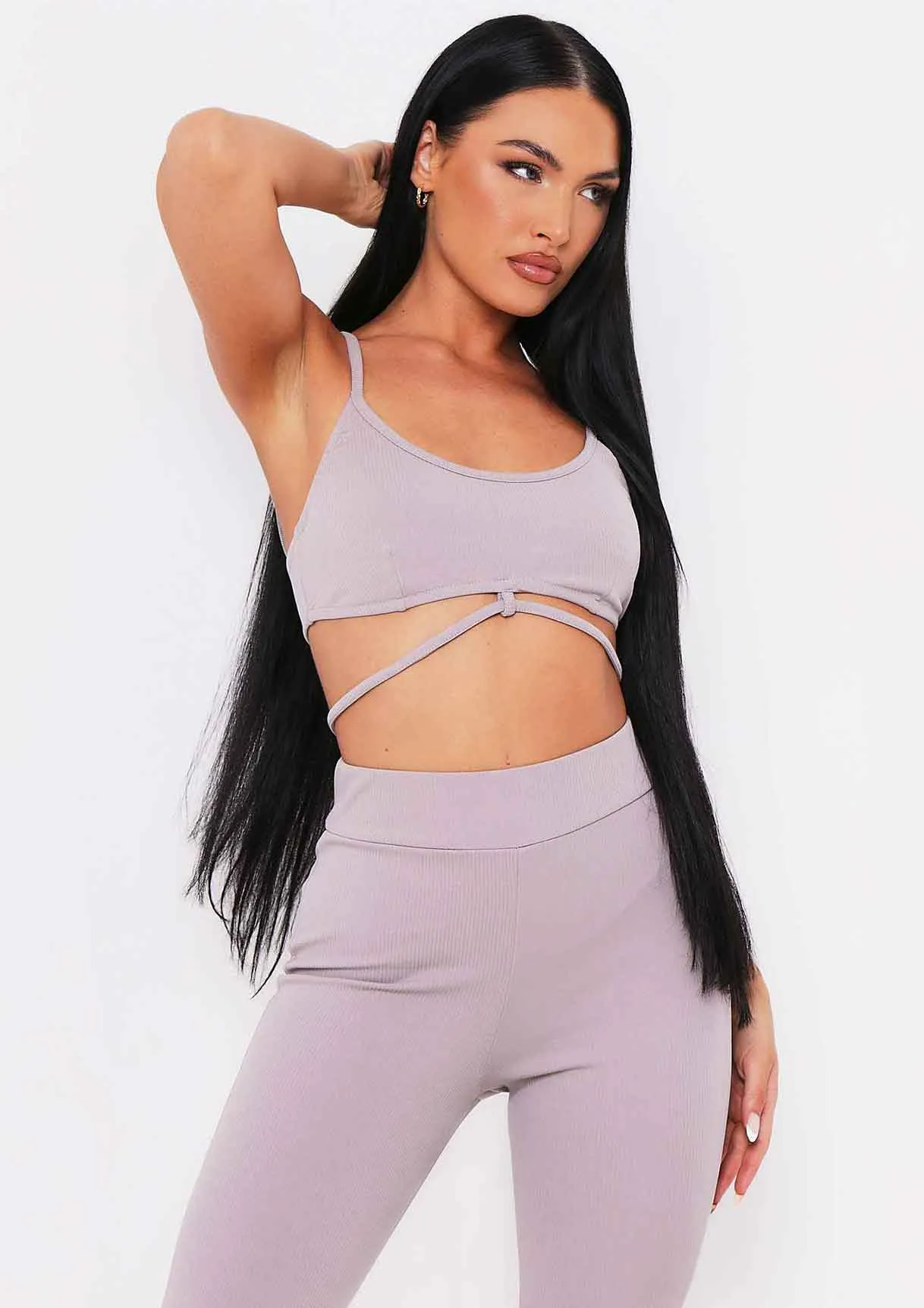 Bianca Mocha Ribbed Knit Strappy Bralet sold by Missy Empire product image thumbnail 5