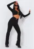 Jenna Black Ring Detail Shoulder Cut Out Crop Top sold by Missy Empire