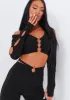 Jenna Black Ring Detail Shoulder Cut Out Crop Top sold by Missy Empire